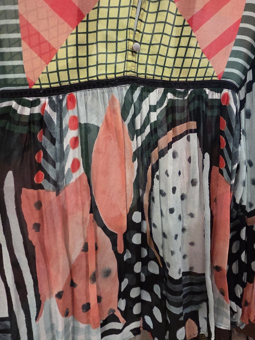 Anthropologie Sheer Multi-Color Abstract Print Blouse - Picture 7 of 8